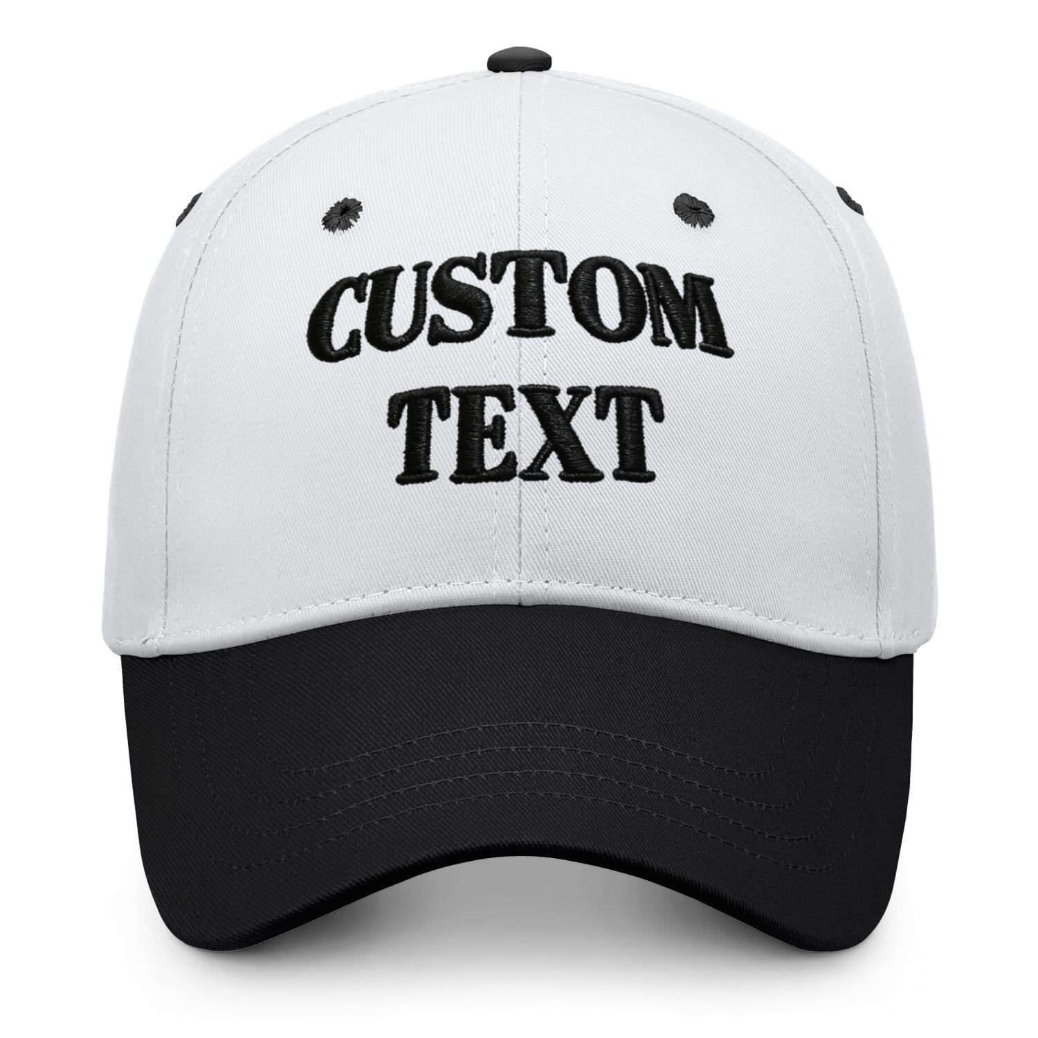 Vosoli White & Black Two-Tone Unisex Baseball Cap - Personal & Team Custom 3D Embroidery or Print Hat