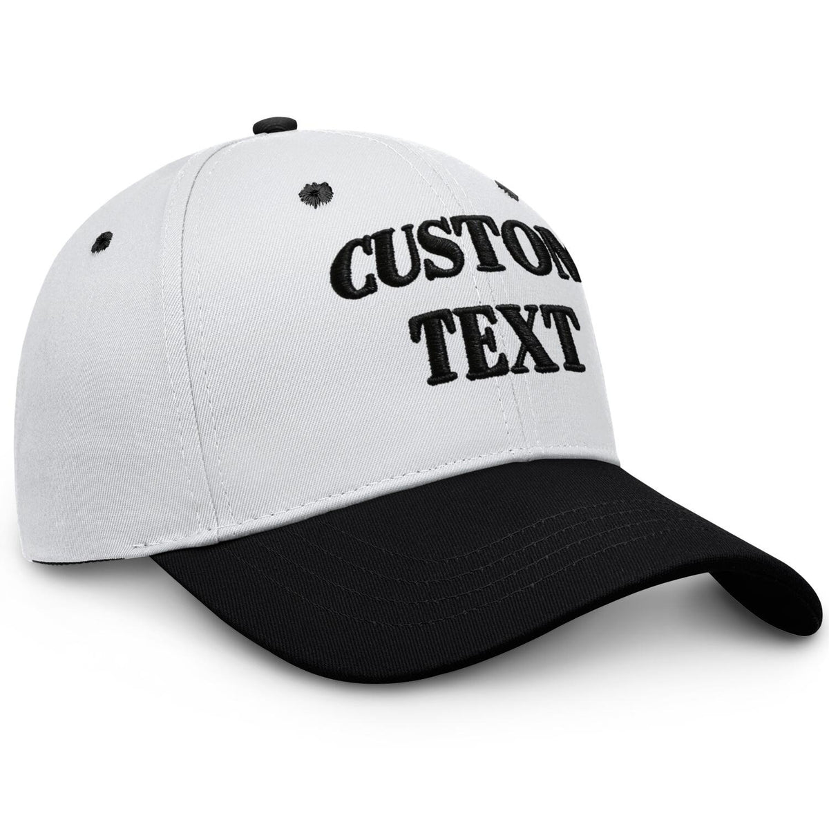 Vosoli White & Black Two-Tone Unisex Baseball Cap - Personal & Team Custom 3D Embroidery or Print Hat