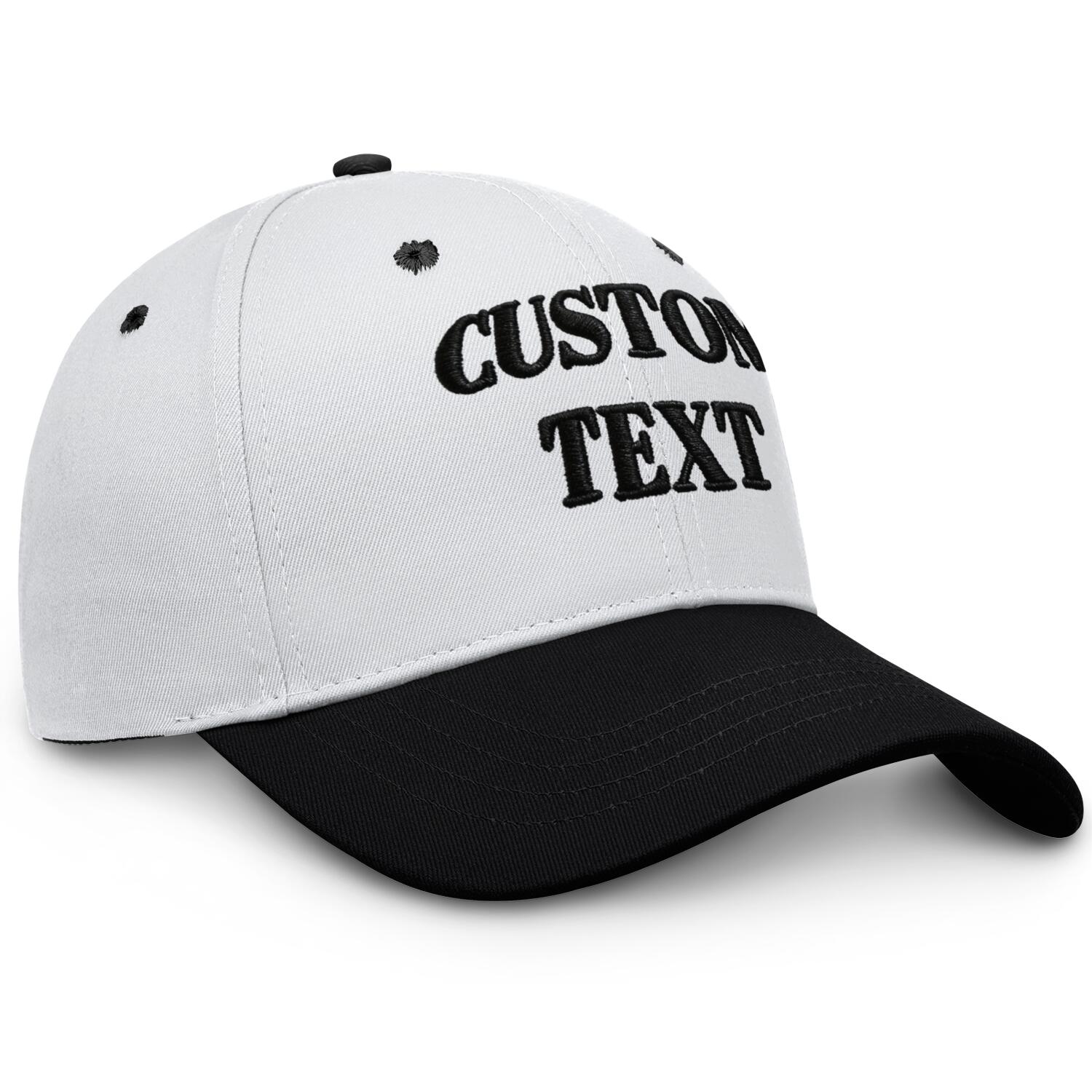 Vosoli White & Black Two-Tone Unisex Baseball Cap - Personal & Team Custom 3D Embroidery or Print Hat