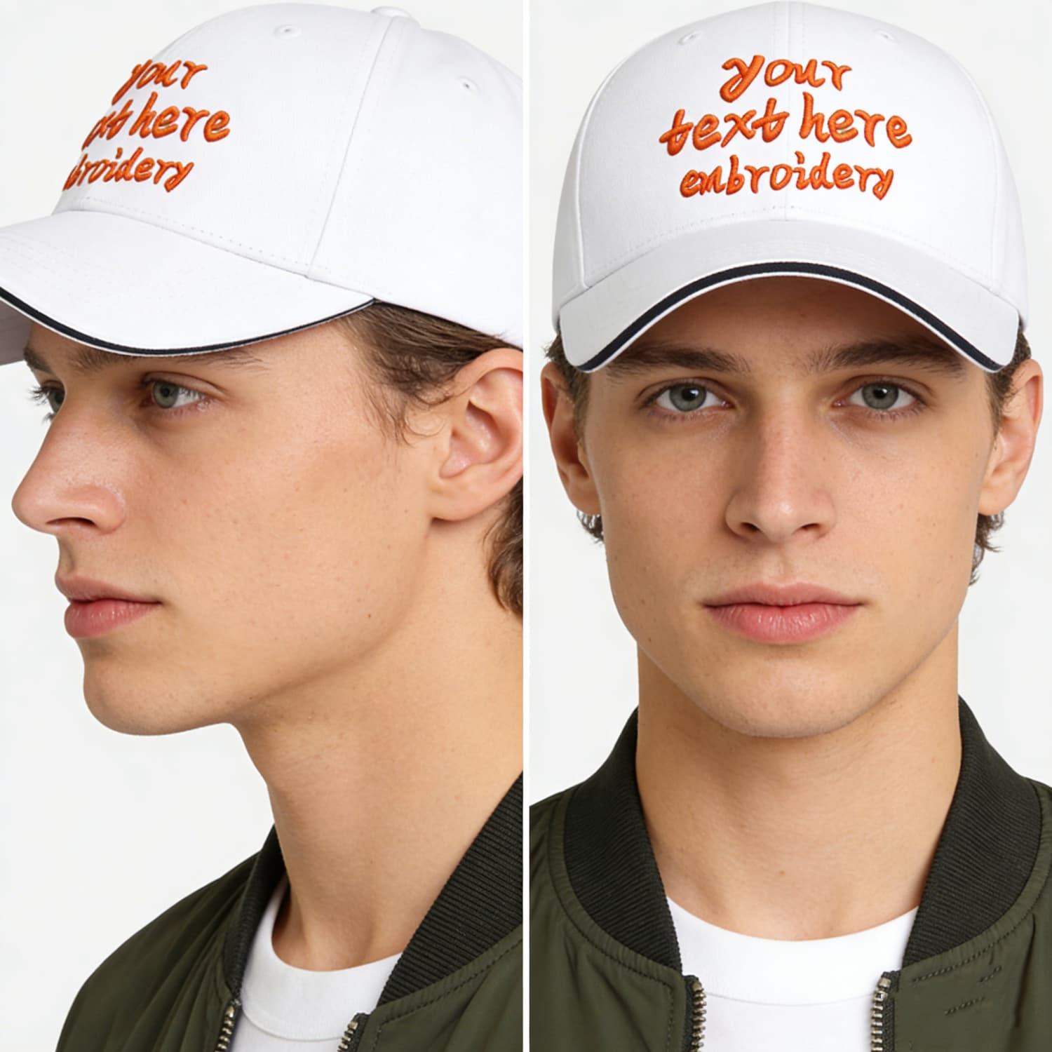 Vosoli White Contrast Brim Baseball Cap - Team Custom Embroider or Print Personalized Hats