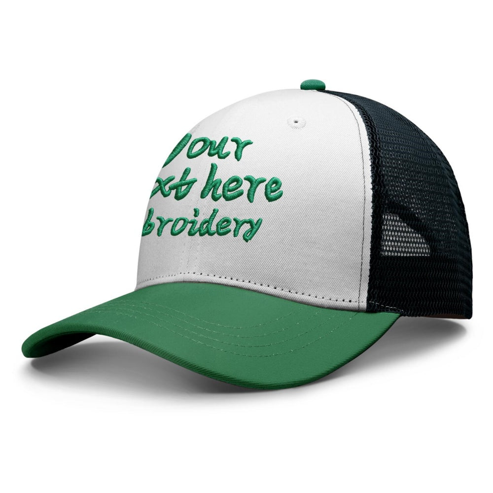 Vosoli White &amp; Green-Black Mesh-Back Trucker Cap - Unisex Personal &amp; Team Custom 3D Embroidery or Print Hat