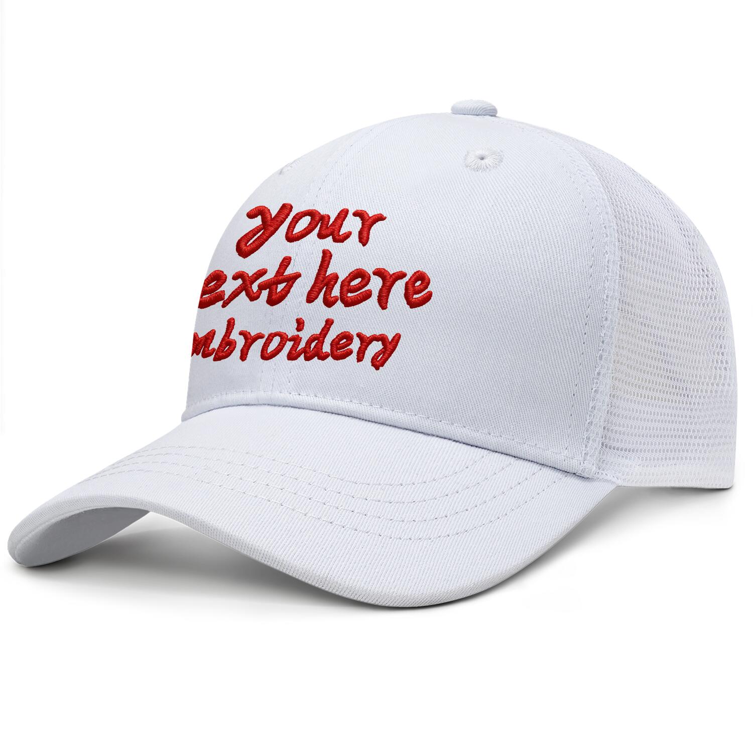 Vosoli White Mesh-Back Trucker Cap - Unisex Personal & Team Custom 3D Embroidery or Print Hat