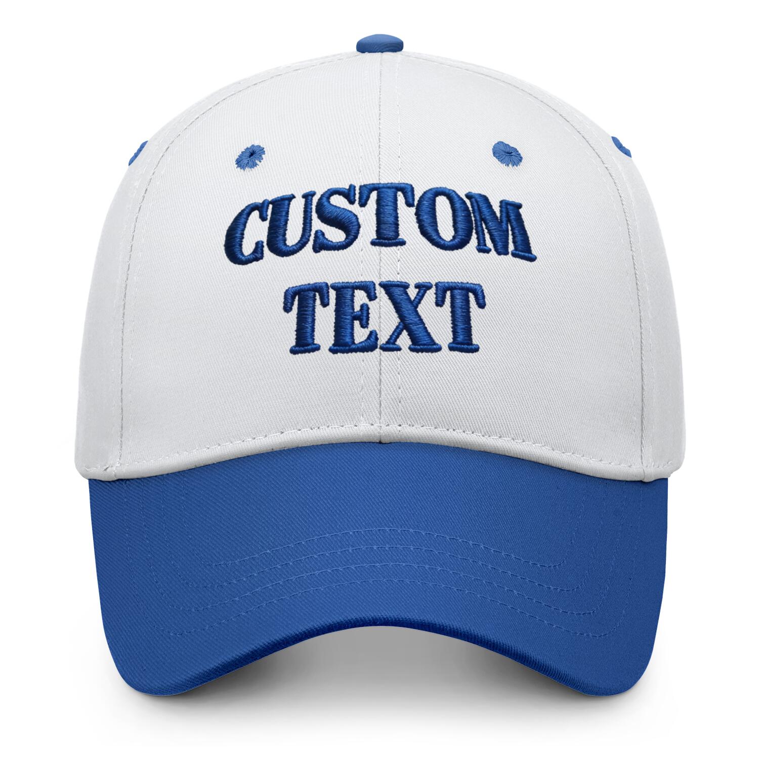 Vosoli White Blue Two-Tone Baseball Cap - Unisex Custom 3D Embroidery or Print