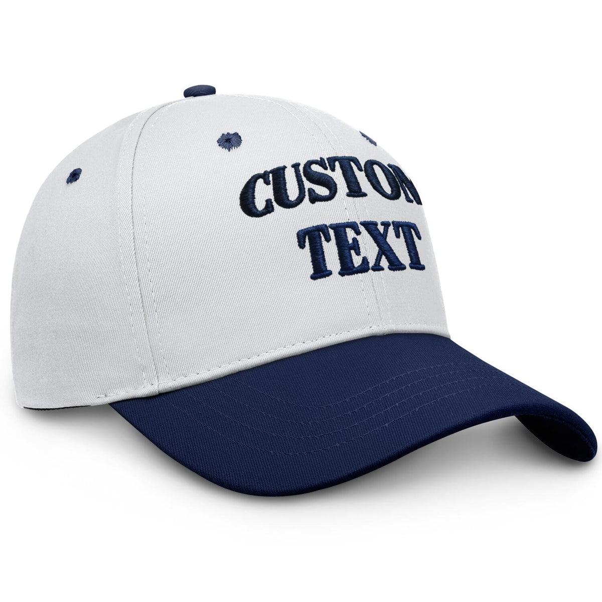 Vosoli White & Navy Two-Tone Baseball Cap - Unisex Custom 3D Embroidery or Print