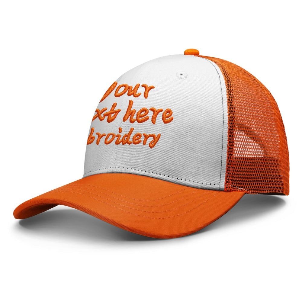Vosoli White & Orange Mesh-Back Trucker Cap - Unisex Personal & Team Custom 3D Embroidery or Print Hat