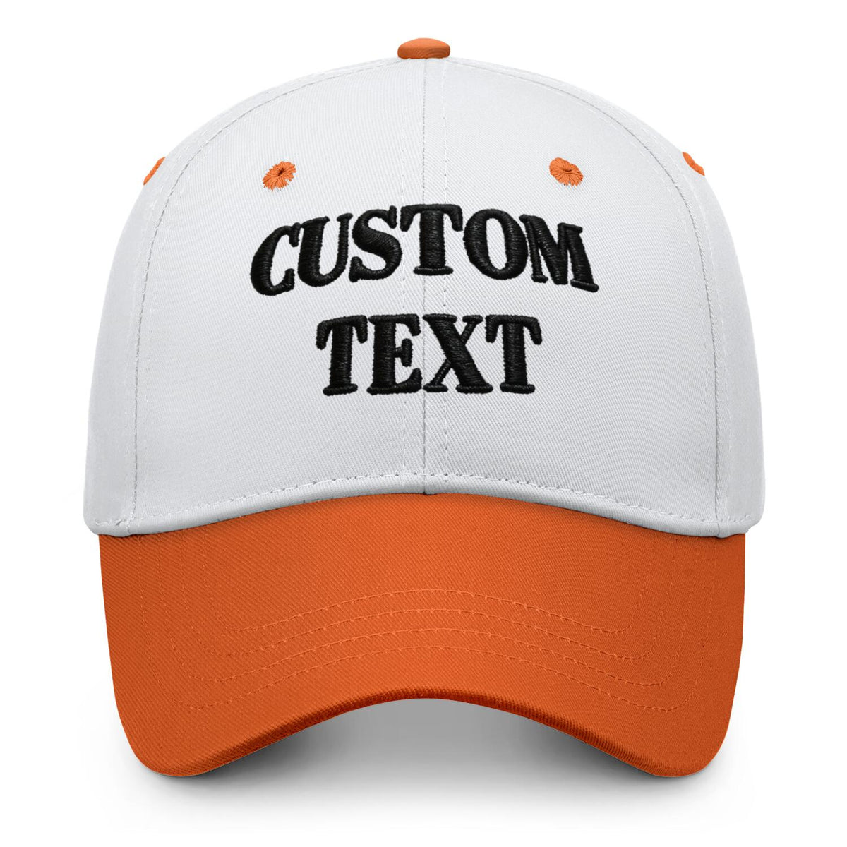 Vosoli White &amp; Orange Two-Tone Unisex Baseball Cap - Personal &amp; Team Custom 3D Embroidery or Print Hat