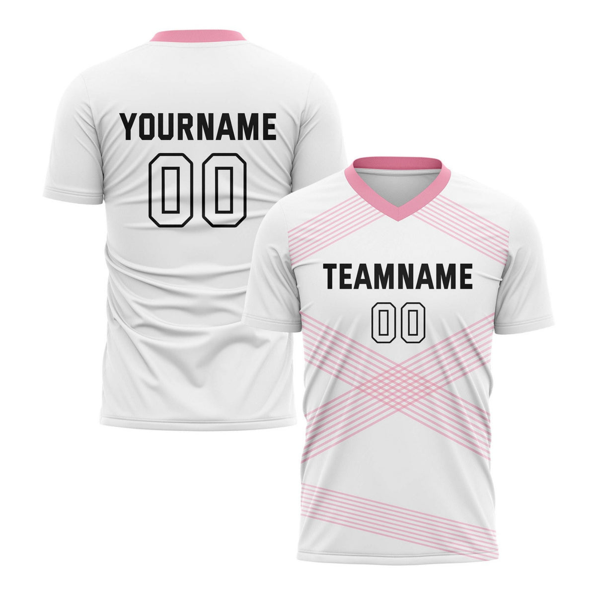 Custom White &amp; Pink Cross Stripe Soccer Jersey for Teams &amp; Individuals | Vosoli