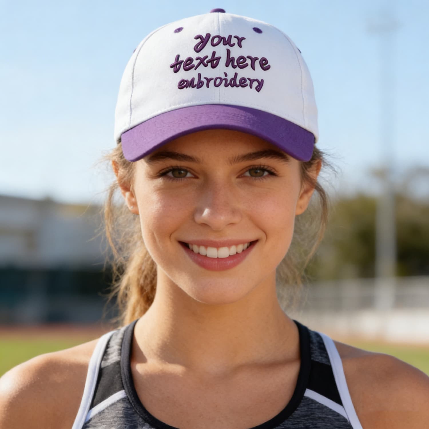 Vosoli White & Purple Two-Tone Unisex Deep Bill Baseball Cap - Personal & Team Custom 3D Embroidery or Print Hat