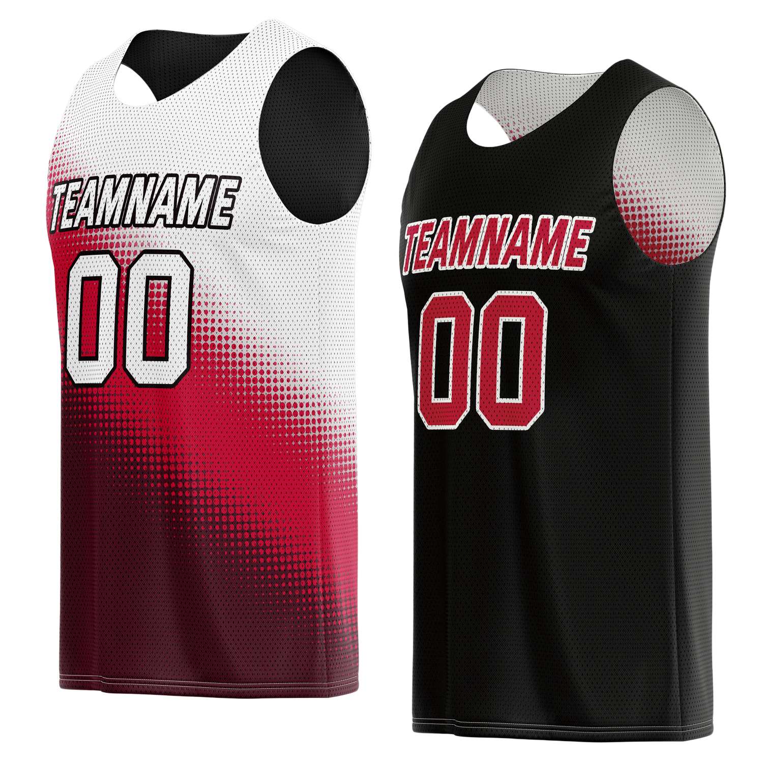 Custom Reversible Basketball Jersey for Individuals & Teams – White, Red & Black | Vosoli