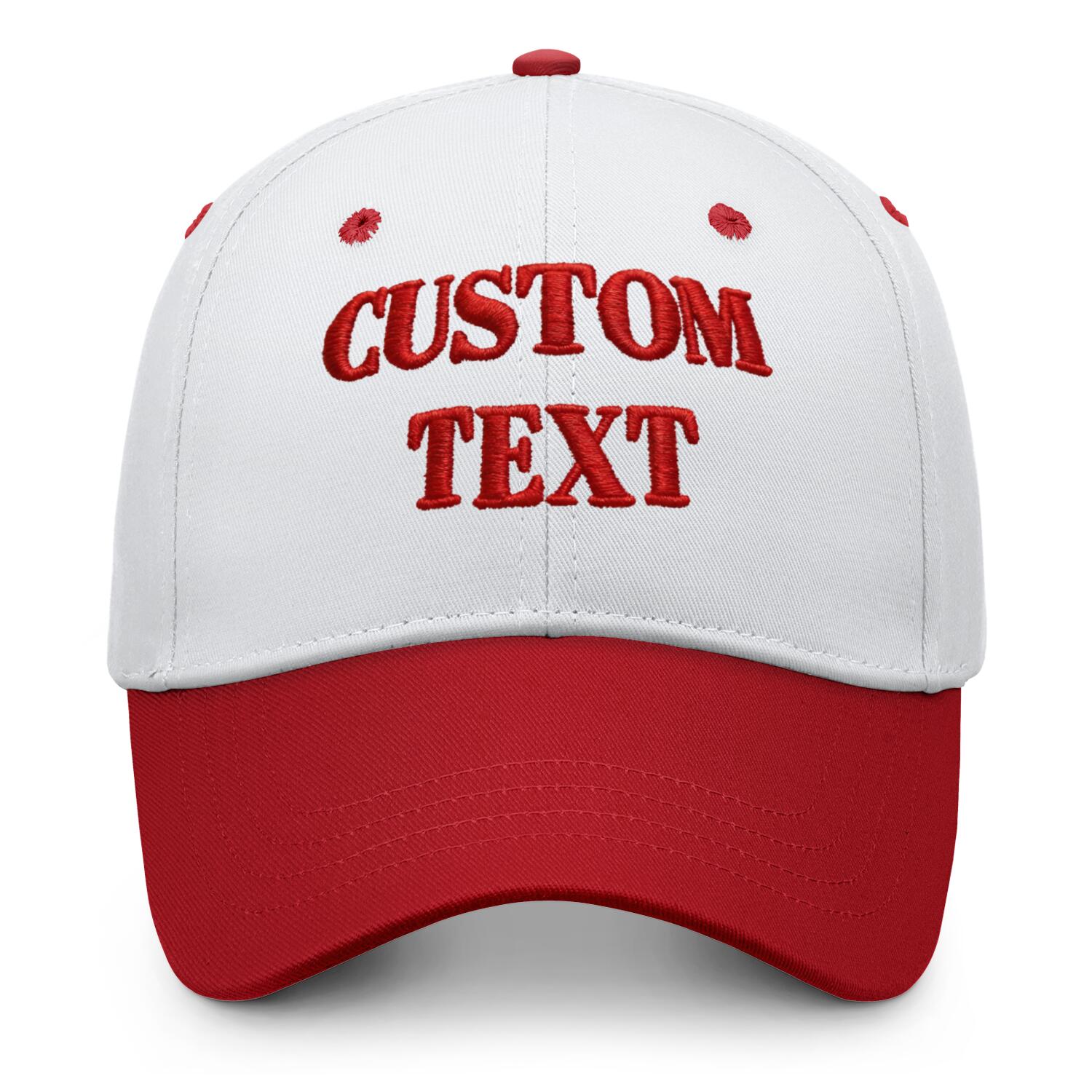 Vosoli White & Red Two-Tone Baseball Cap - Unisex Custom 3D Embroidery or Print