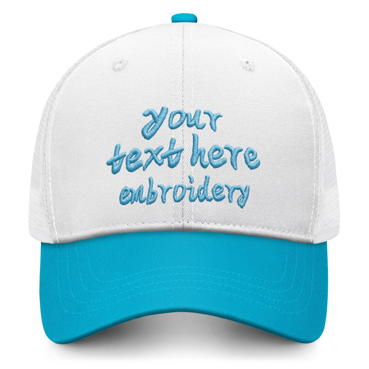 Vosoli White & Turquoise Color-Block Trucker Hat - Unisex Custom 3D Embroidery or Print