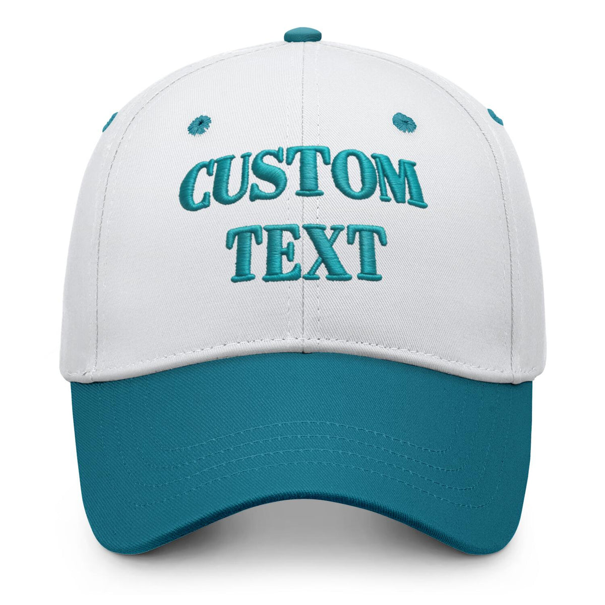 Vosoli White &amp; Turquoise Two-Tone Baseball Cap - Unisex Custom 3D Embroidery or Print