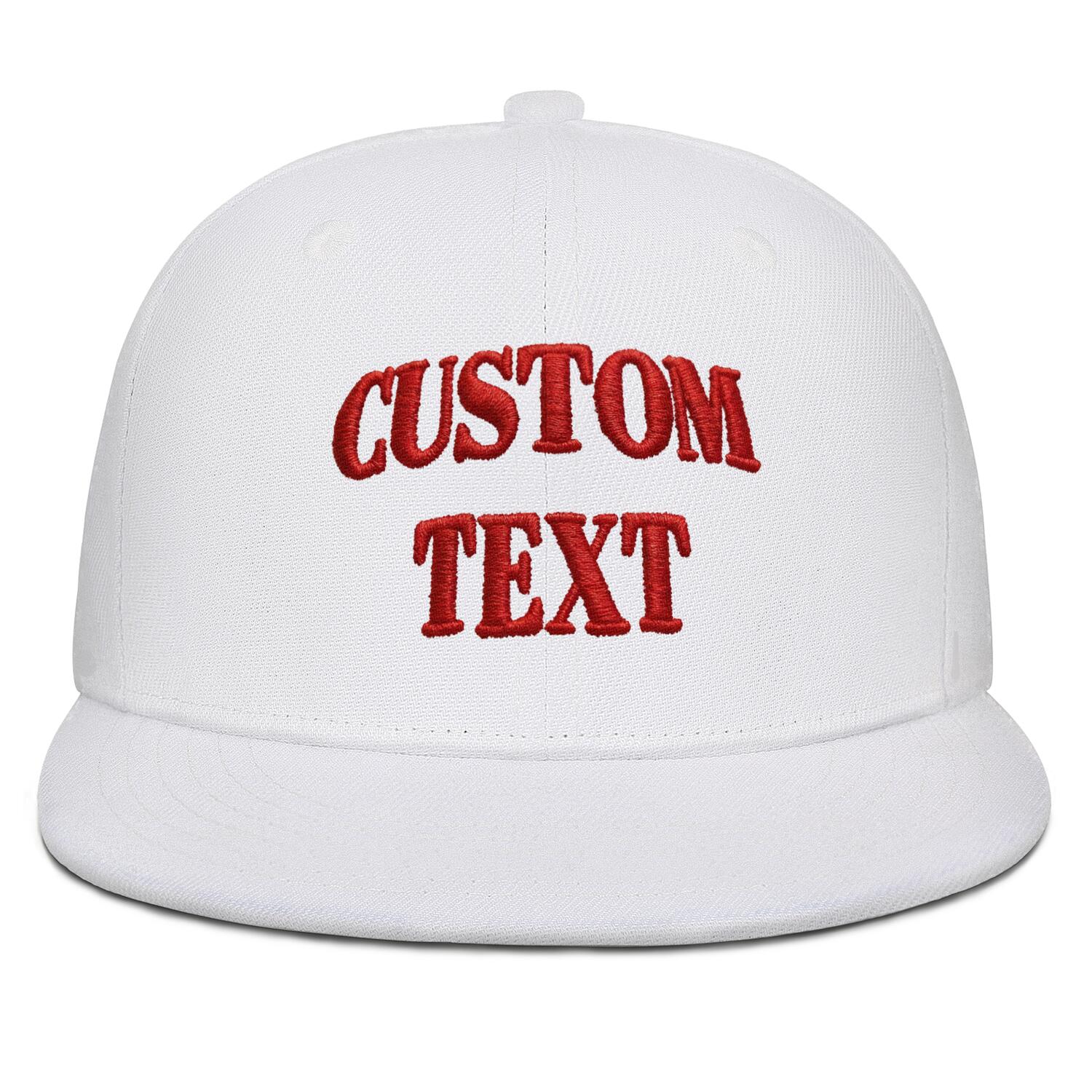 Vosoli White Unisex Flat Brim Cap - Team Custom 3D Embroidery or Print Personalized Hat