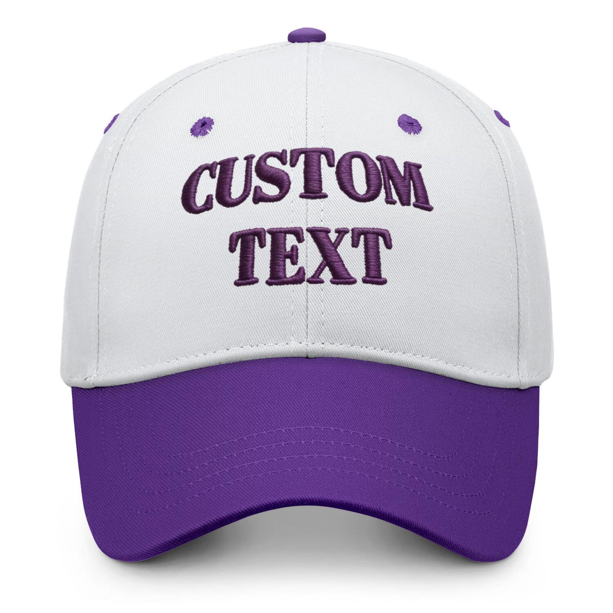 Vosoli White Violet Two-Tone Baseball Cap - Unisex Custom 3D Embroidery or Print