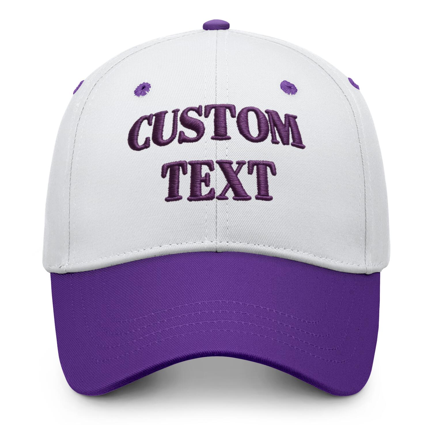 Vosoli White Violet Two-Tone Baseball Cap - Unisex Custom 3D Embroidery or Print