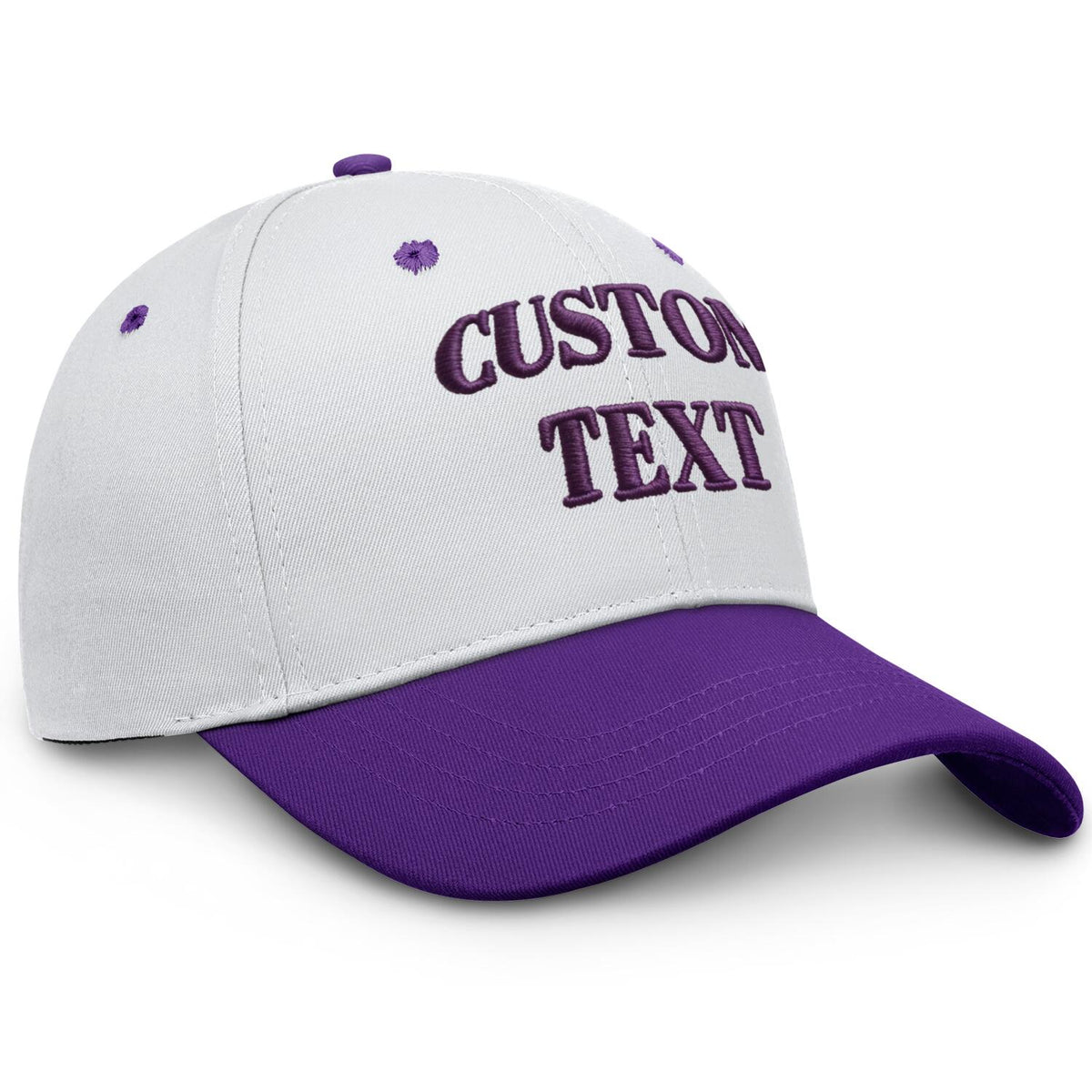 Vosoli White Violet Two-Tone Baseball Cap - Unisex Custom 3D Embroidery or Print