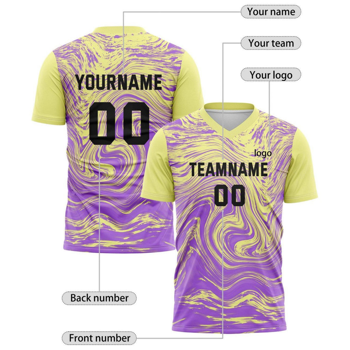 Custom Yellow & Purple Marble Gradient Soccer Jersey for Teams & Individuals | Vosoli