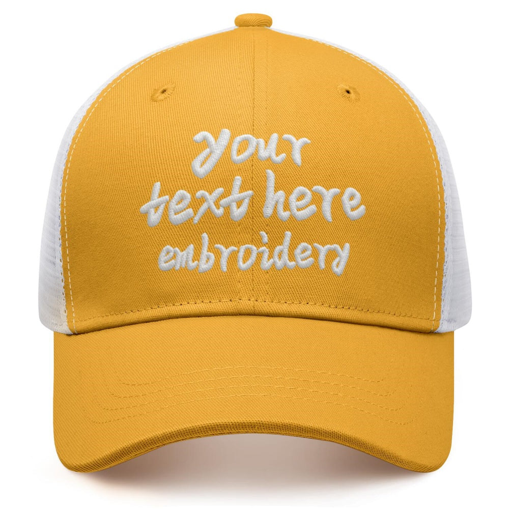 Vosoli Yellow White Mesh Trucker Cap - Custom Embroidered Personalized Hat