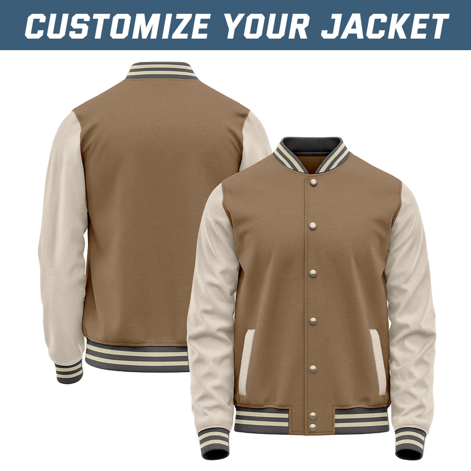 Custom Brown & Cream Baseball Bomber Jacket | Retro Collegiate Varsity & Letterman