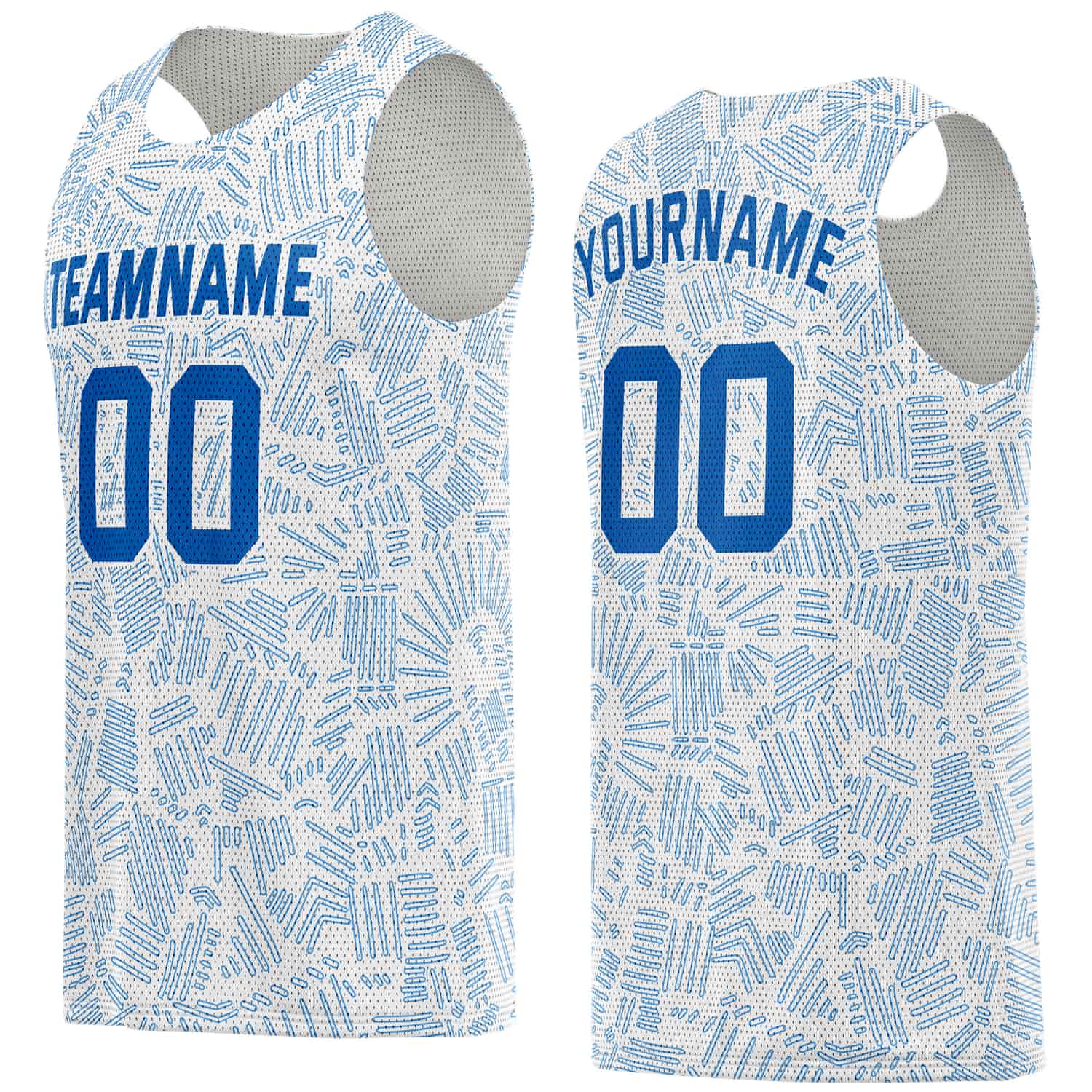 Custom White & Light Blue Texture Pattern Basketball Jersey - Personalized Team Name, Number & LOGO | Vosoli
