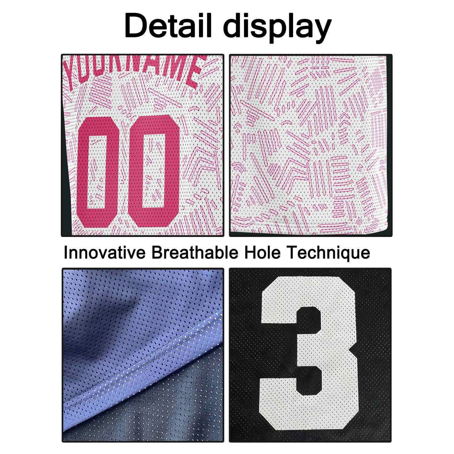 Custom White & Pink Texture Pattern Basketball Jersey - Personalized Team Name, Number & LOGO | Vosoli