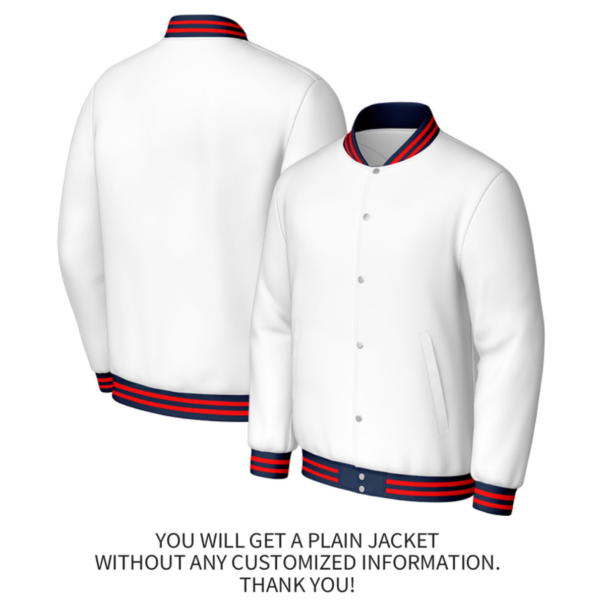 Custom White & Red Baseball Jacket | Personalized Letterman Jacket with Stitched Name & Number for Adult & Youth