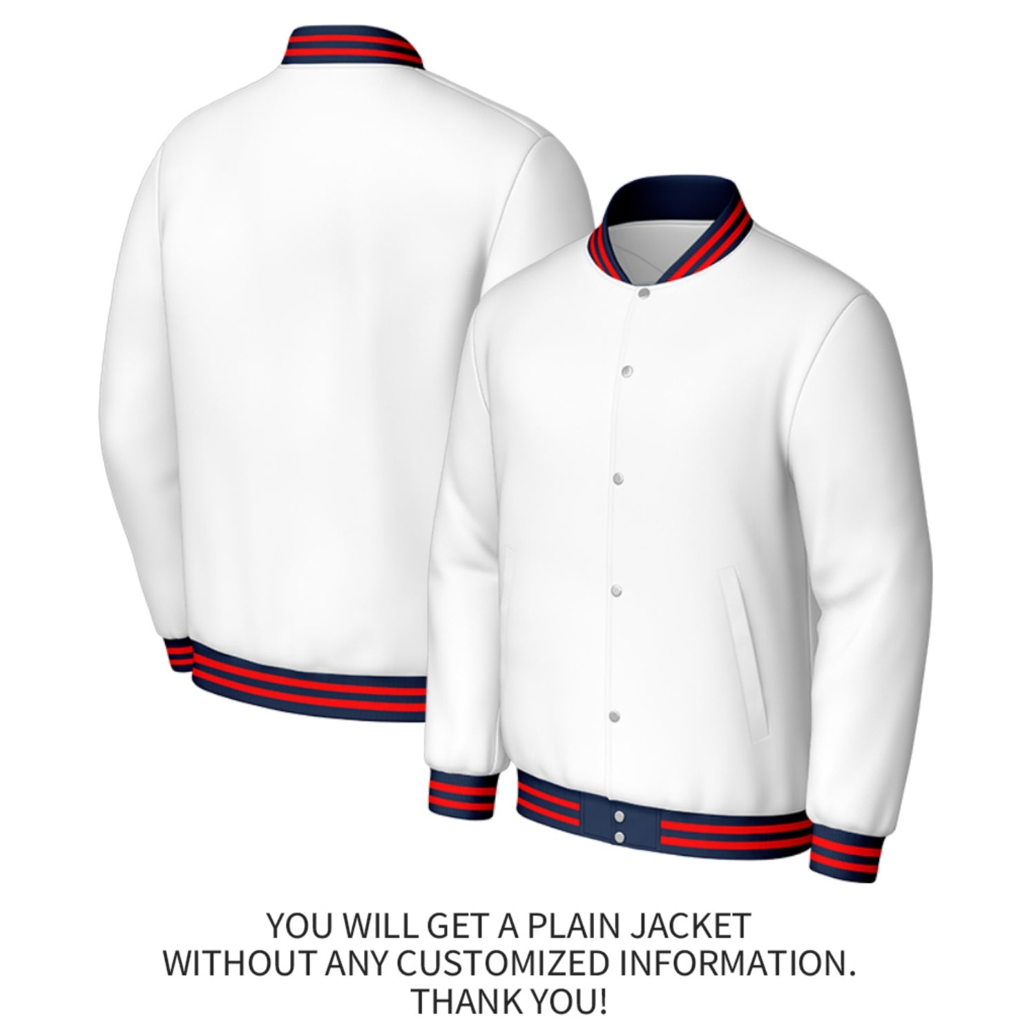 Custom White & Red Baseball Jacket | Personalized Letterman Jacket with Stitched Name & Number for Adult & Youth