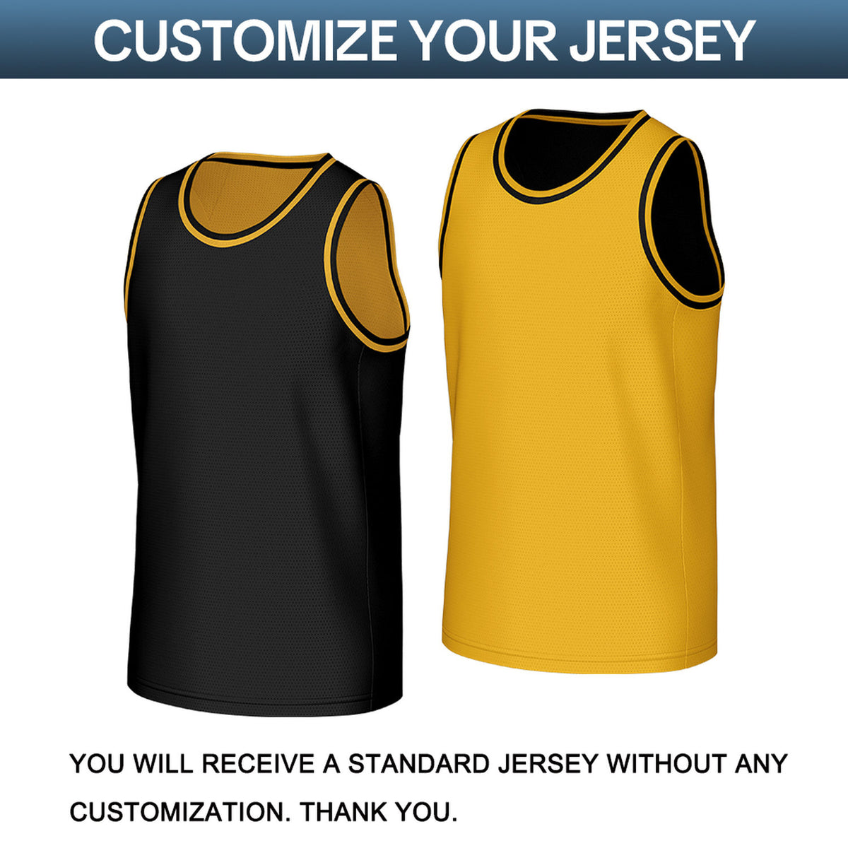 Custom Black & Gold Reversible Basketball Jersey | Personalized Sleeveless Mesh Jersey for Men Women Youth