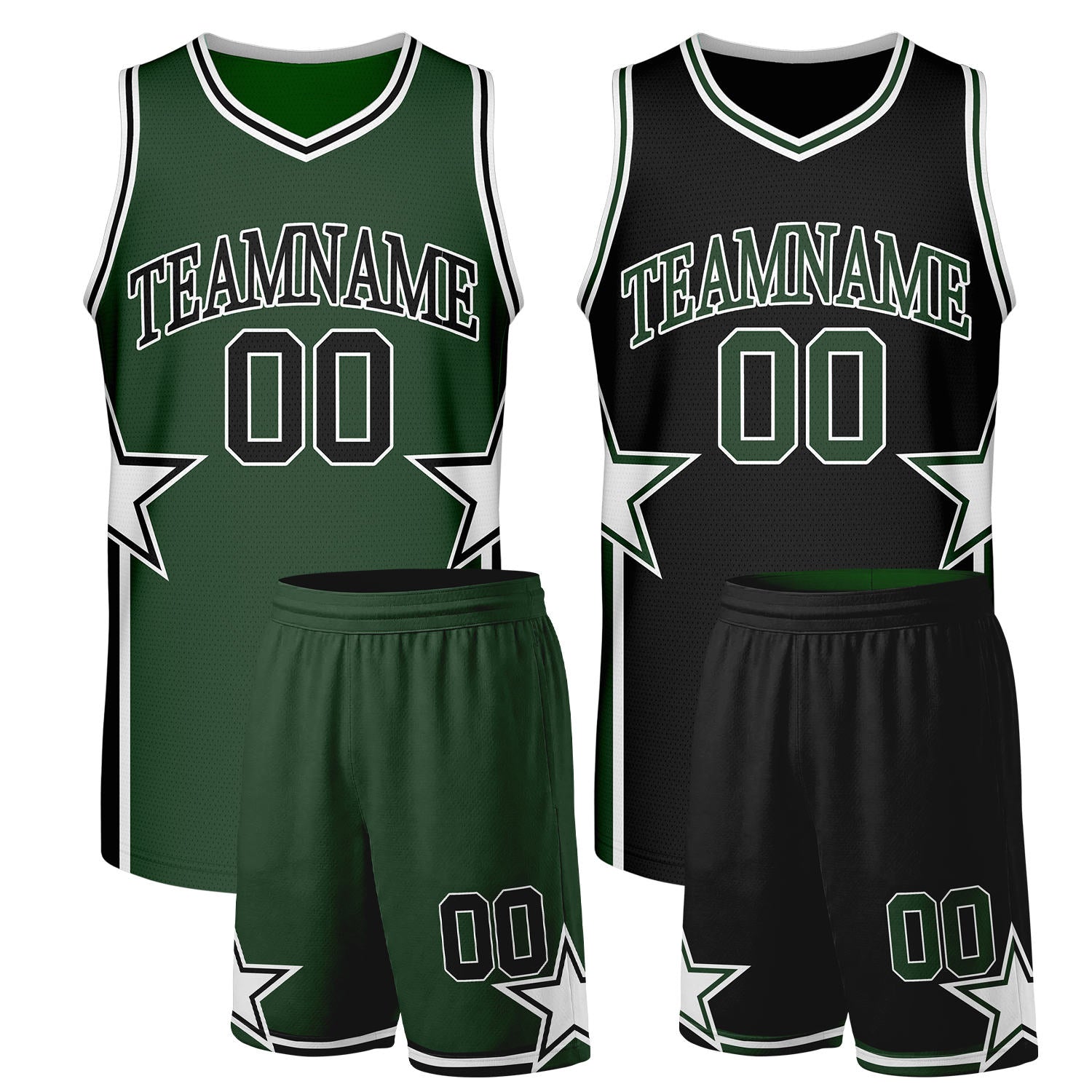 wholesale custom basketball jersey supplier green black reversible by Vosoli. Personalized team name, player number & logo. Breathable mesh. Fast delivery.