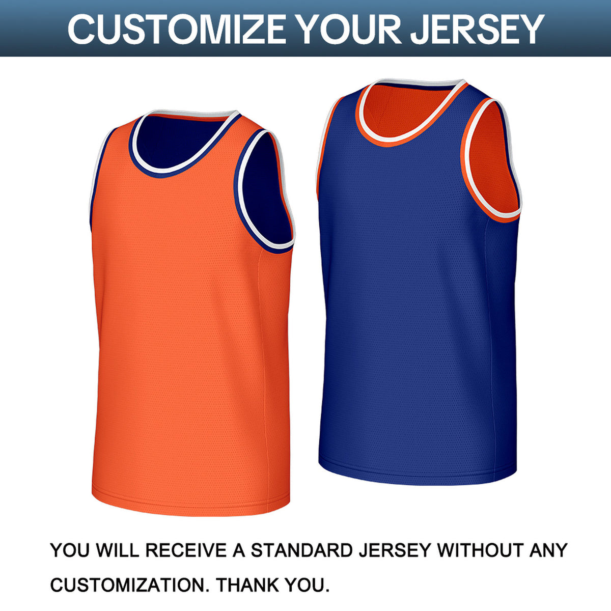 Custom Orange & Navy Reversible Basketball Jersey | Personalized Sleeveless Mesh Jersey for Men Women Youth