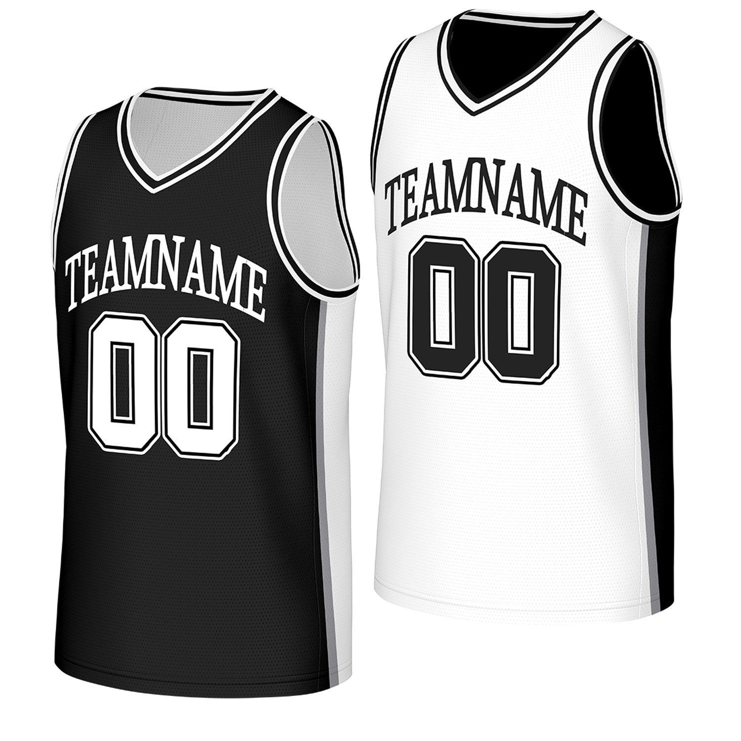 Custom Black & White Double Sided Basketball Jersey | Personalized Team Jerseys with Name Number Logo