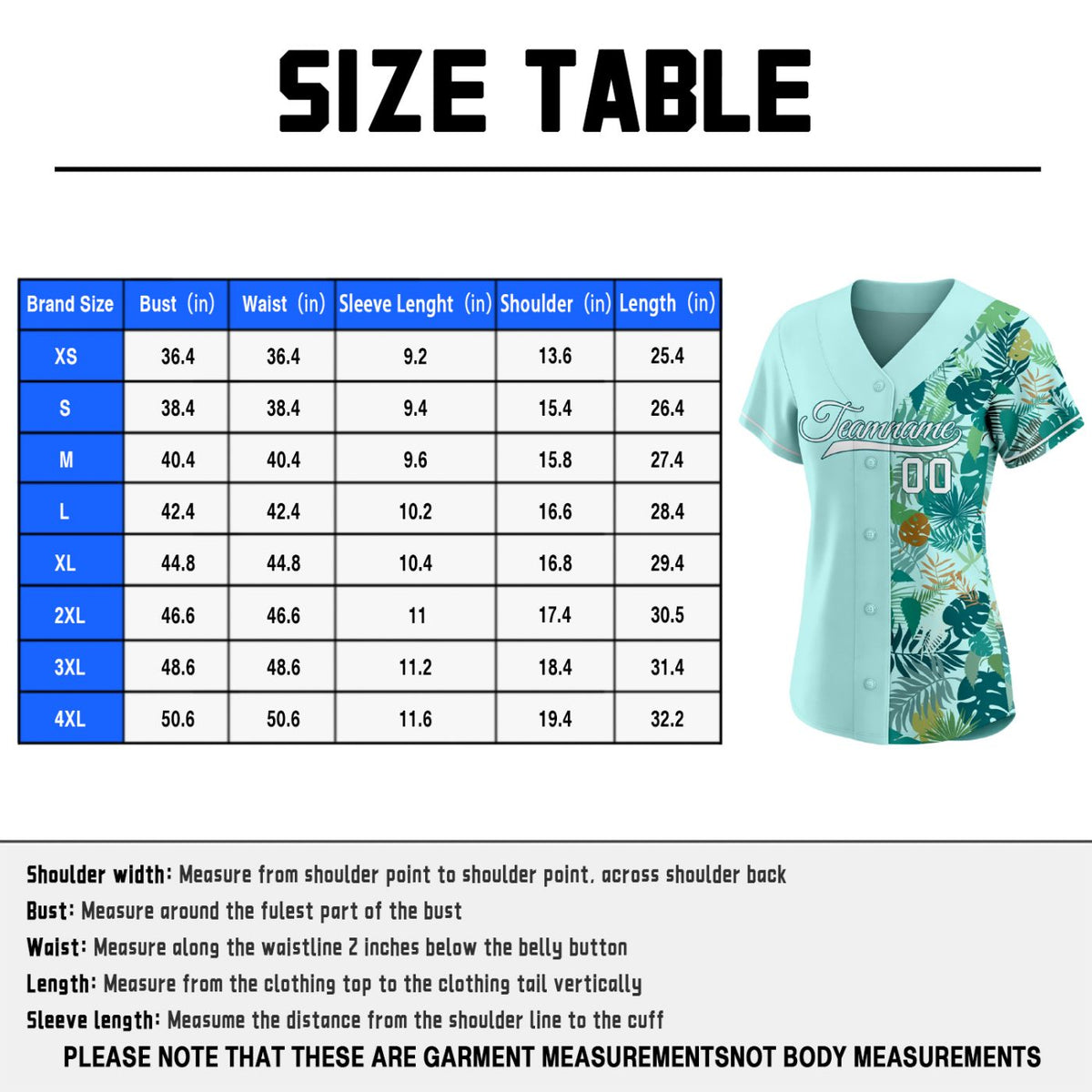 Women's Custom Split Half Mint Green Half Tropical Leaf Baseball Jersey - Personalized Team Uniform with Name & Number