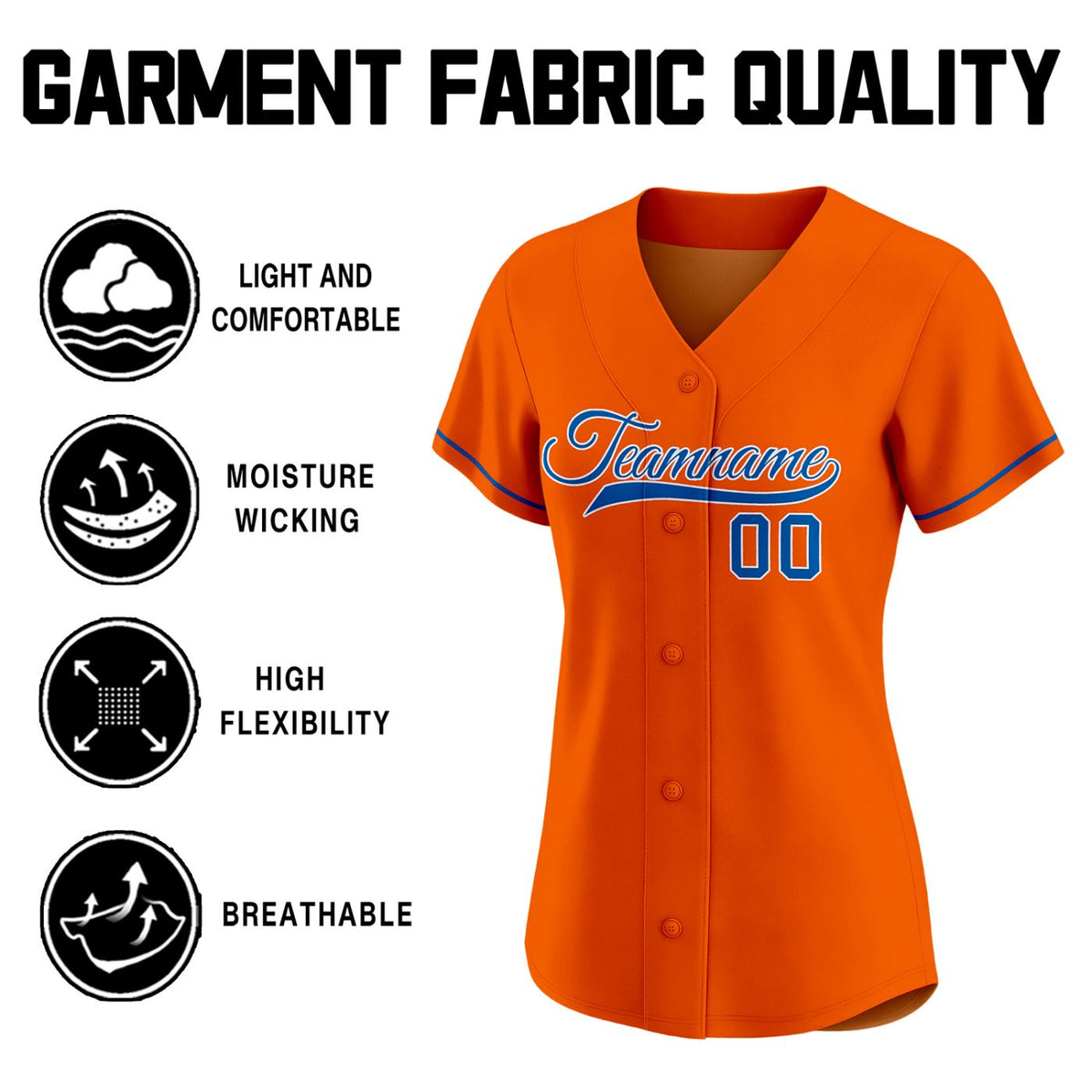 Women's Custom Orange Baseball Jersey - Personalized Team Shirt