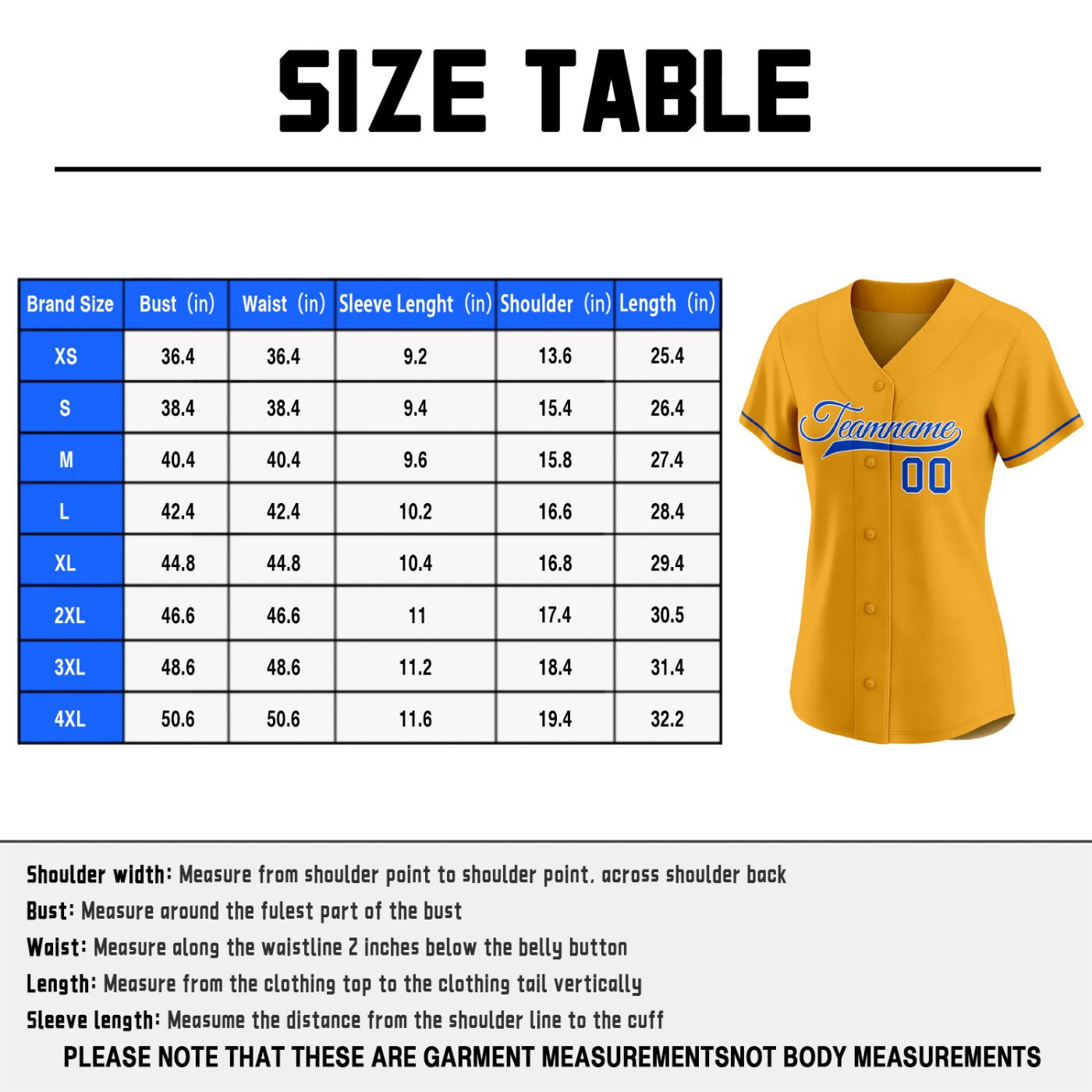 Women's Custom Gold Baseball Jersey - Plain Button-Down Blue Piping Softball Shirt