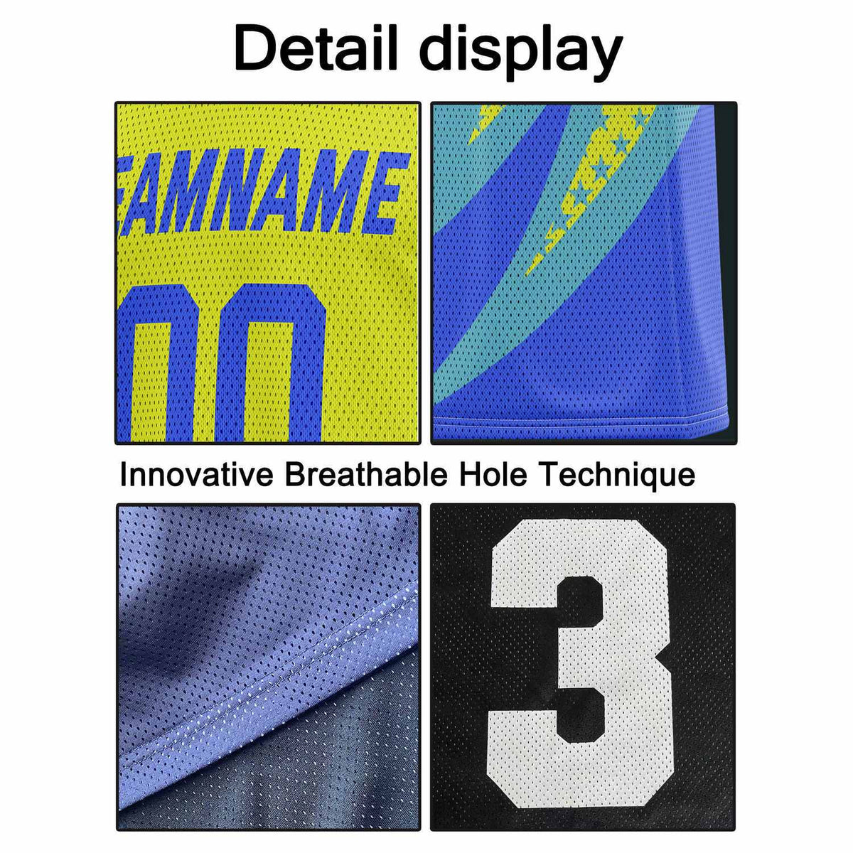 Custom Multi-Yellow & Blue-Teal Lightning-Star Pattern Basketball Jersey - Personalized Team Name, Number & LOGO | Vosoli