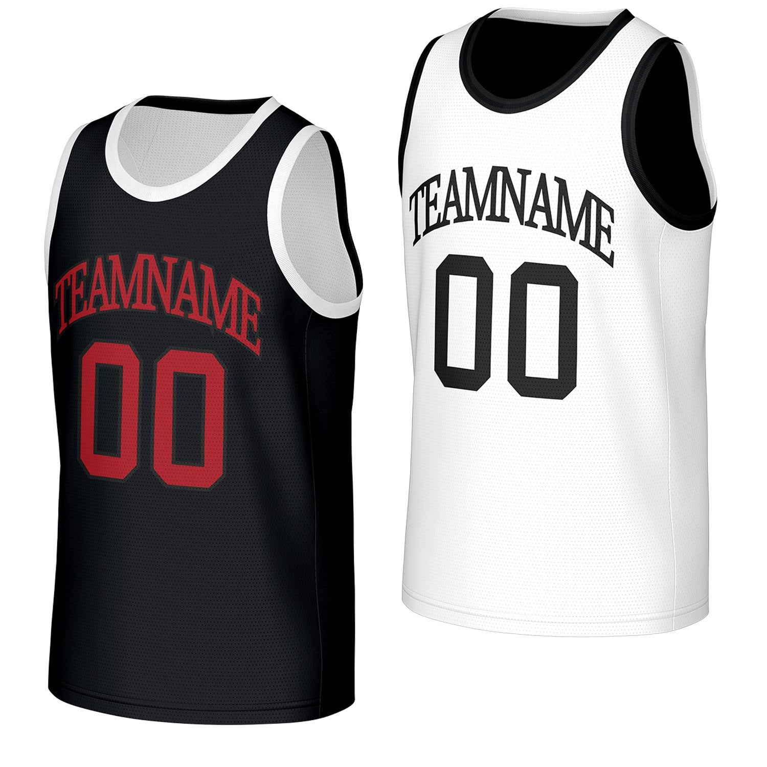 youth basketball jerseys with names black white reversible by Vosoli, personalized team name, number & logo, breathable mesh dual sided basketball jersey for youth team games