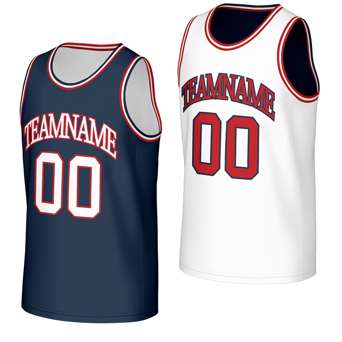 youth basketball jerseys with numbers navy white reversible by Vosoli, personalized team name, number &amp; logo, breathable mesh dual sided basketball jersey for youth team games