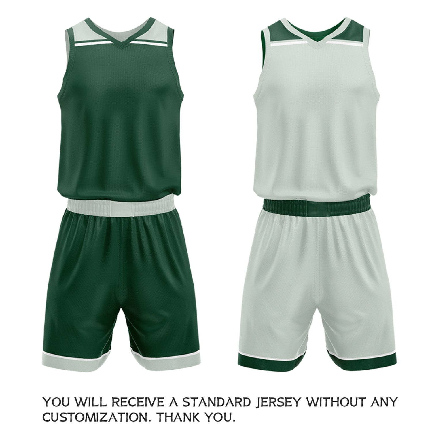 Custom Dark Green & Off-White Double Sided Basketball Jersey Set | Wholesale Team Uniform